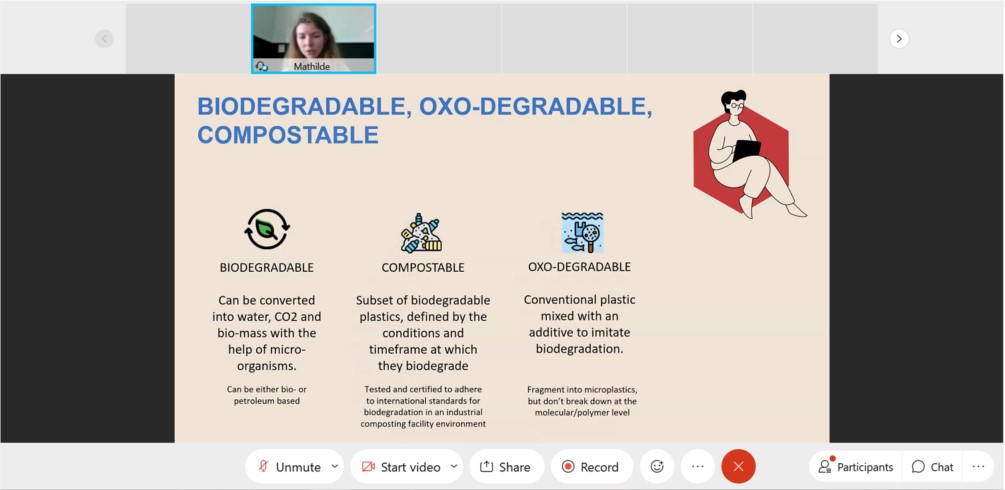 Screenshot 1: Ms Mathilde Dumoulin explaining the definitions of common packaging terms. 